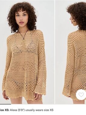 Show Me Your MuMu Tan/Latte Paula Crochet Swim Coverup Tunic GUC Sz XS
